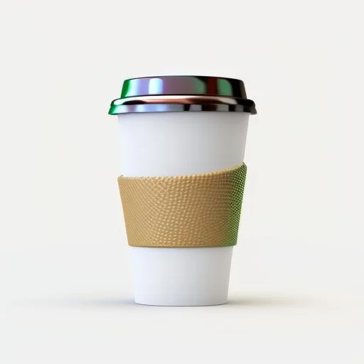 4k coffe cup render solid colors with green background