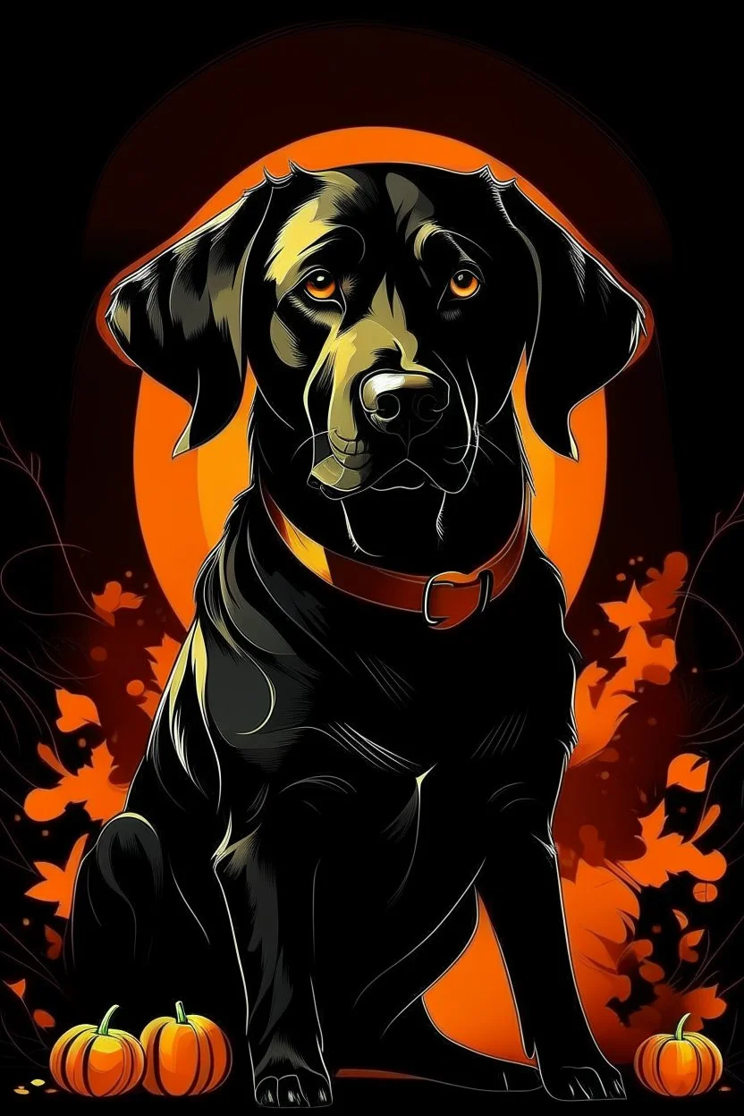 graphic Halloween, black dog