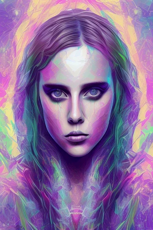 Danish singer MØ face, Abstract, purple tones,