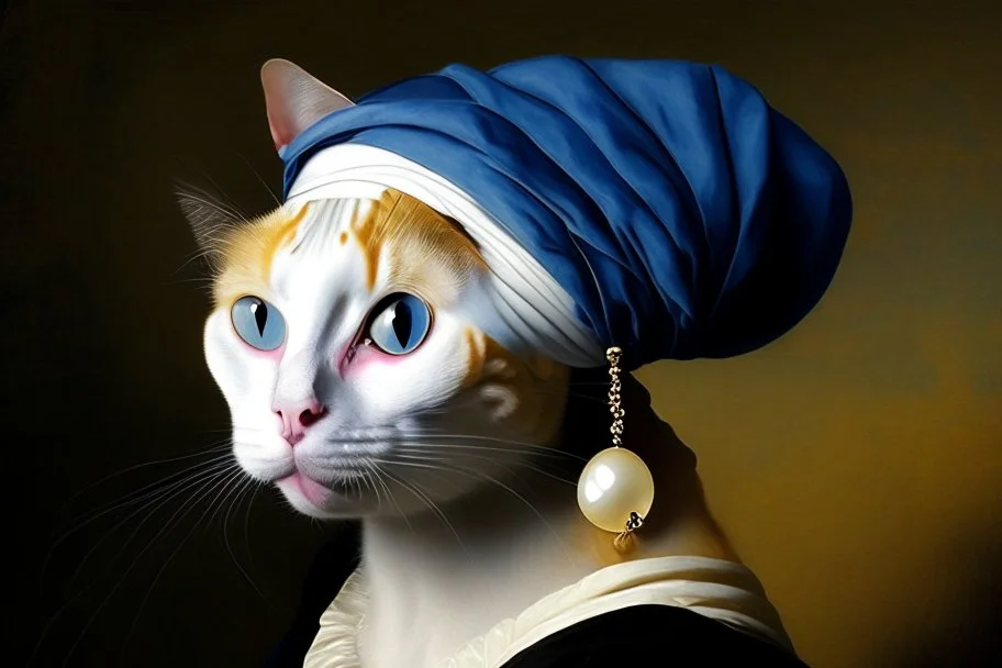 cat with pearl earring, vermeer