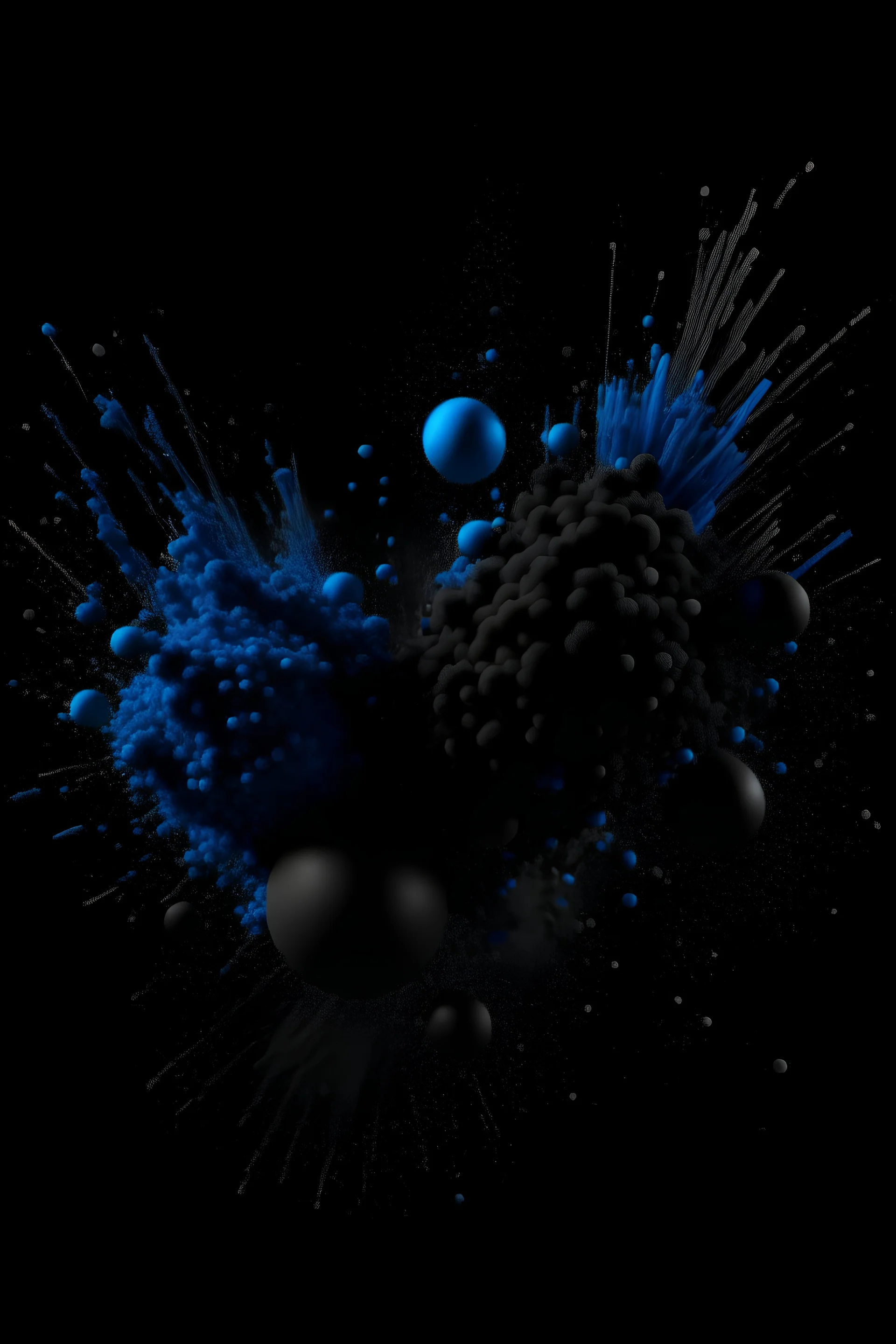 black and blue and grey particles