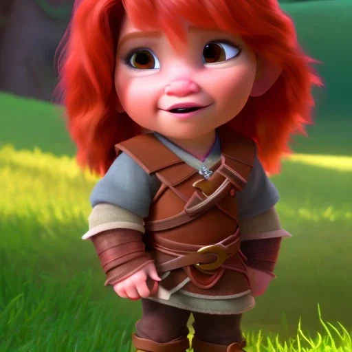 Full body Red hair halfling girl