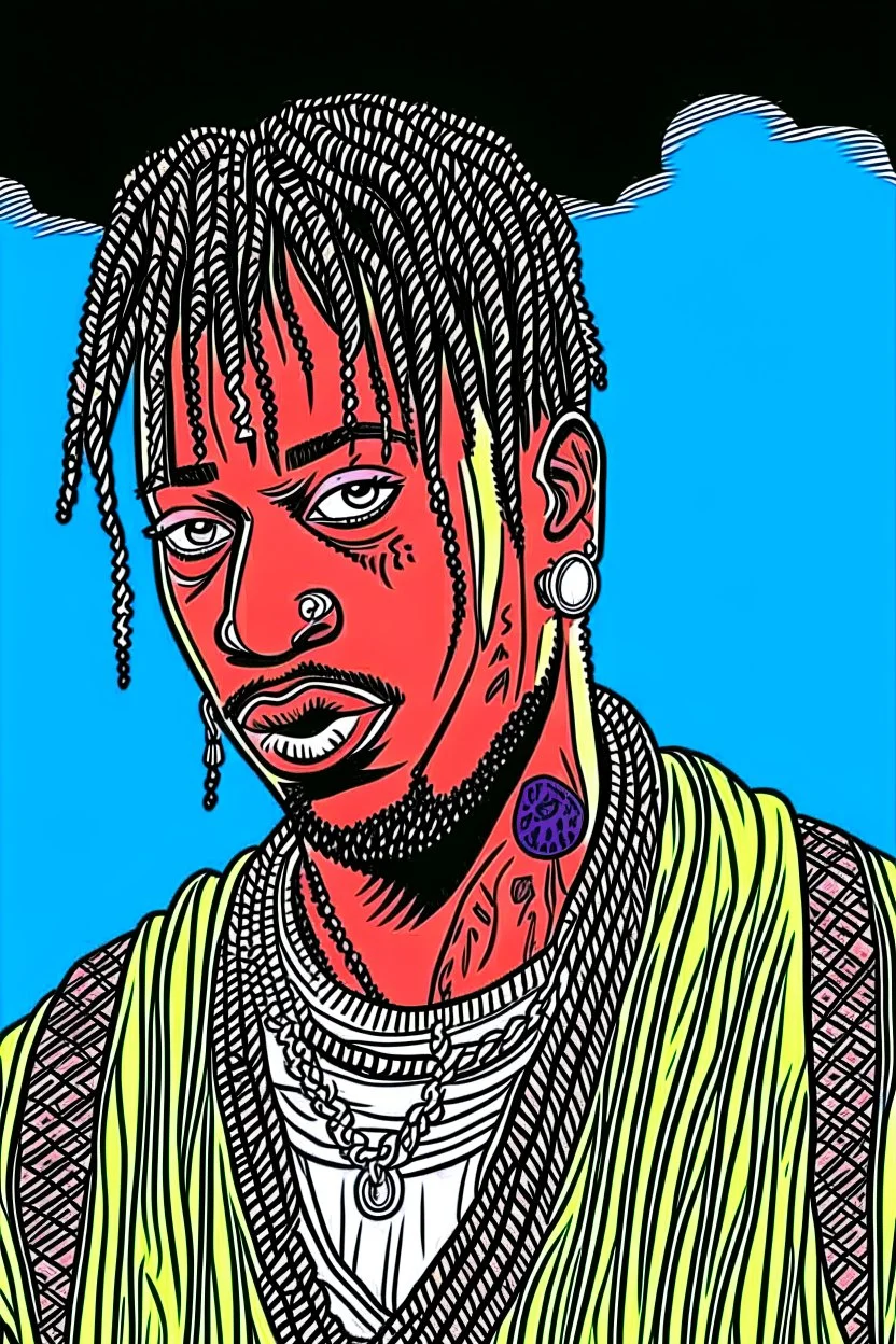 travis scott in comics style, super HQ