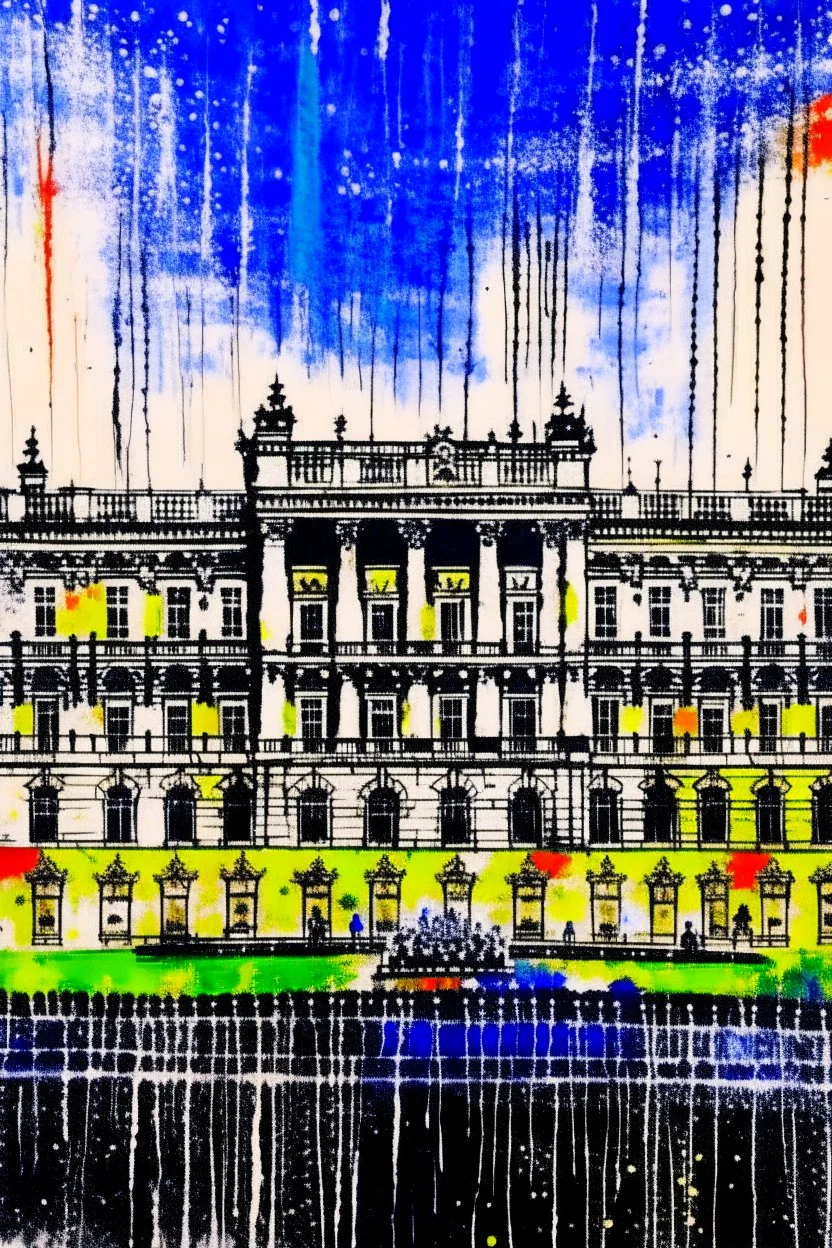 Buckingham palace in the style of john piper