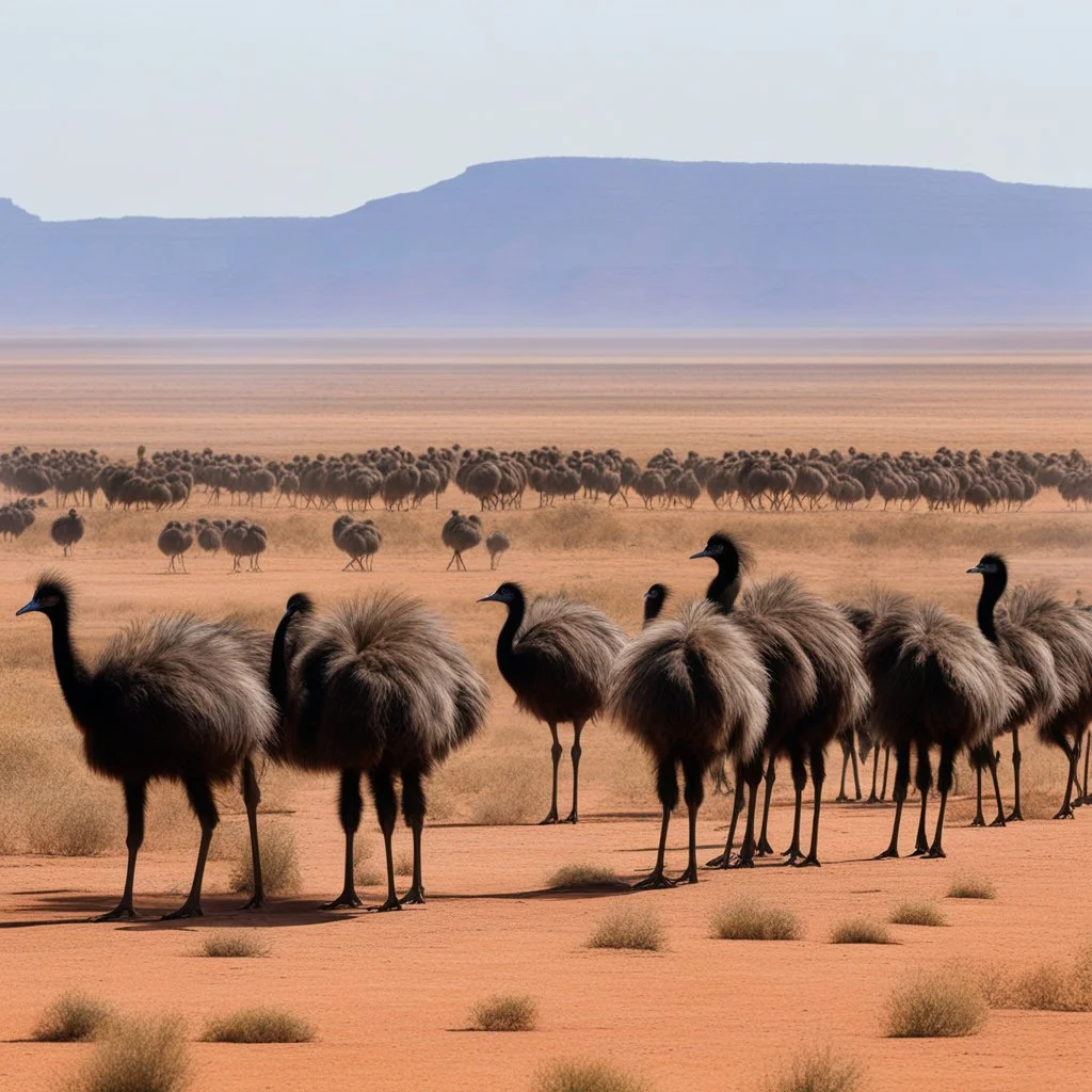 Now, let's talk about the "Great Emu War." Picture this: the vast Australian outback, a land of harsh beauty and untamed wilderness. In the distance, a horde of giant, menacing emus march relentlessly across the dusty plains, their beady eyes fixed on their target.