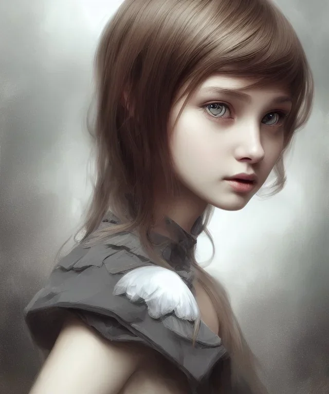 intricate, elegant, sharp focus, illustration, highly detailed, digital painting, concept art, matte, art by wlop and artgerm and ivan shishkin and andrey shishkin, masterpiece, young and cute ukrainian girl, adorable, hime cut hair, round face