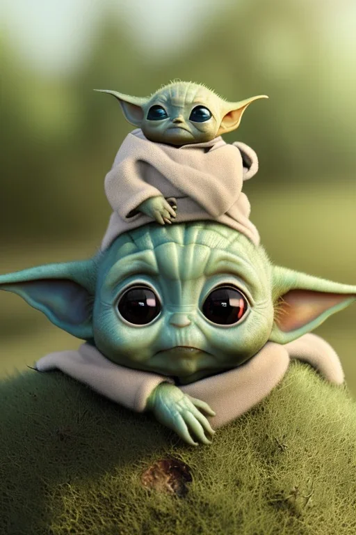 William Vaughan photorealistic photography, chibi astronaut on baby yoda