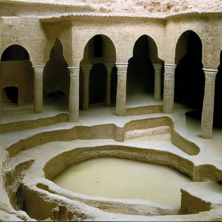 deep underground society with pueblo, greek, and islamic architecture