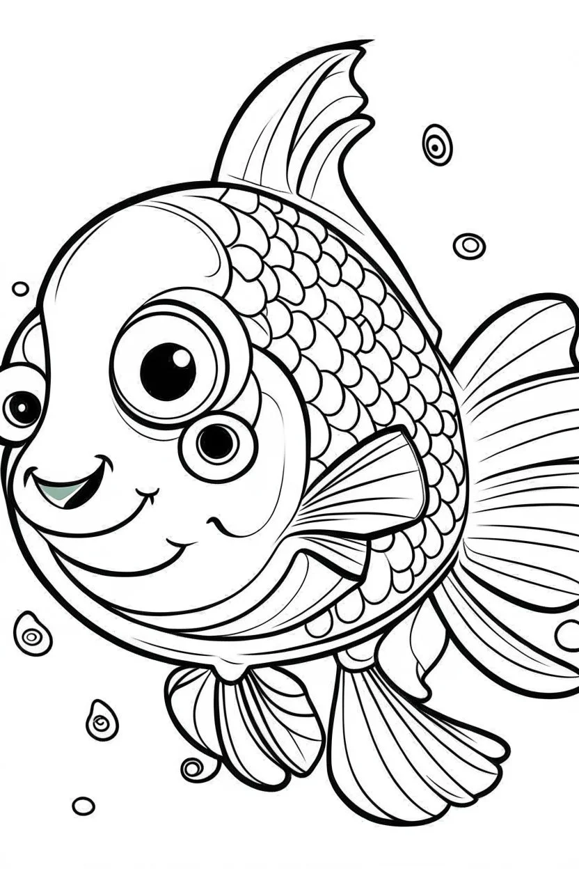 coloring page for kids, fish, cartoon style, thick outline, low details, no shading, no color