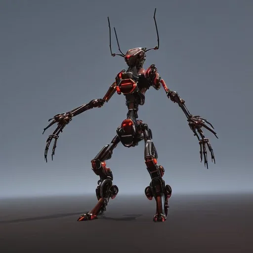 Mecha with metal spider legs his hands are machine guns.