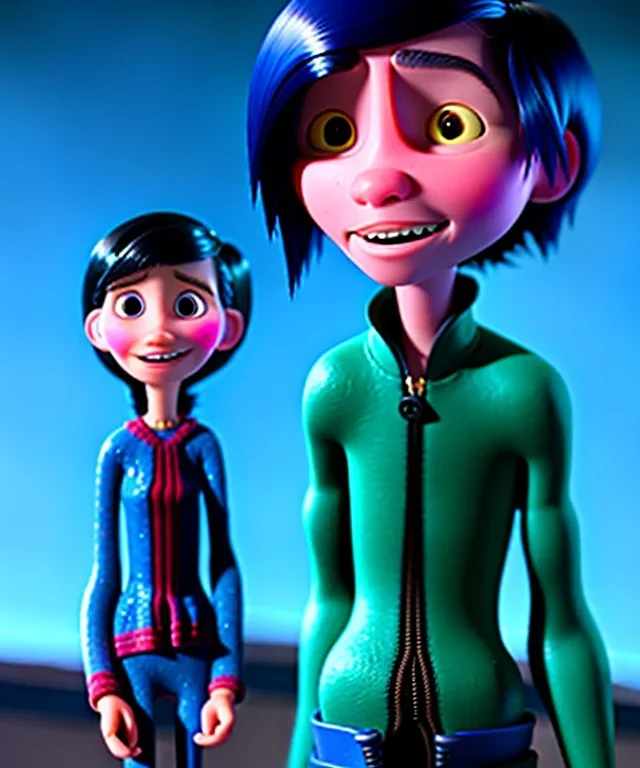 Coraline Jones, one person, dynamic lighting, hyper realistic, bright colors, button eyes