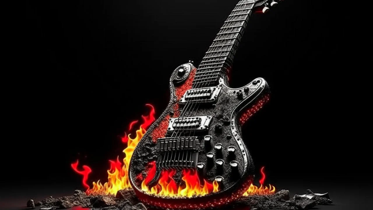 4K. REALISTIC FULL DETAILS. EMISSION DE RADIO HARDROCK FIRESTARTER TERMINATOR JOUANT DE LA GUITARE