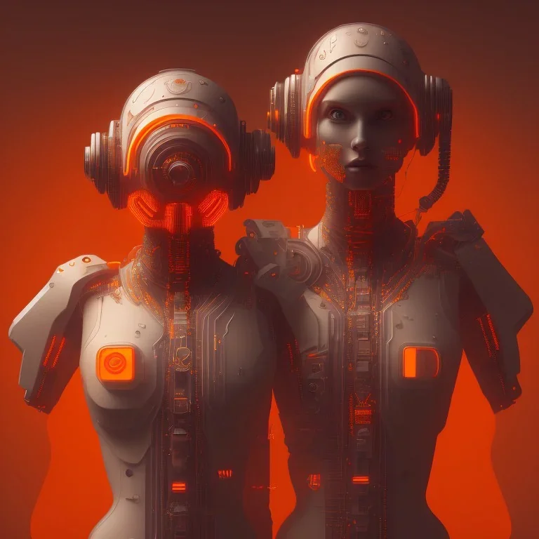 A beautiful portrait of a cute cyberpunk domkey orange color scheme, high key lighting, volumetric light