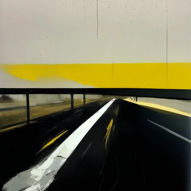 Minimal abstract oil paintings desolate 1960s carpark concrete fragments. Yellow road markings. style of Justin Mortimer and Phil Hale.