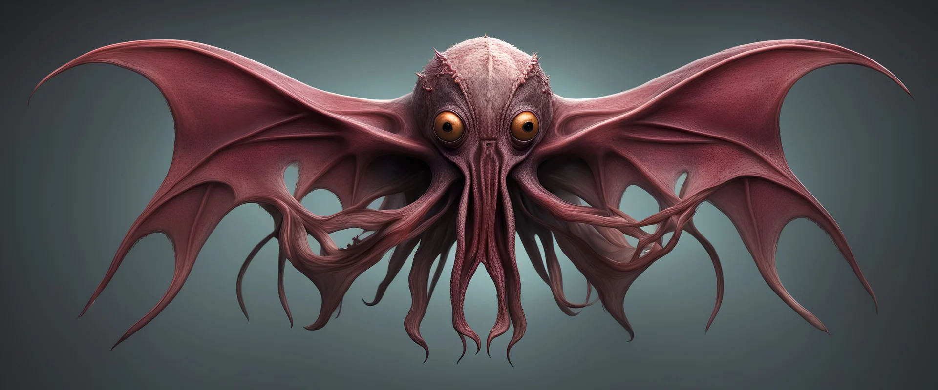 a squid bat hybrid god, national geographic style, high definition, 64k, 3d, vray, using 3 random colors, horrorcore, religious iconography a housefly squid bat hybrid god by hr Gieger using 3 random colors, horrorcore, religious iconography, Lovcraftian design