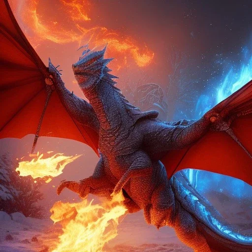 smooth hyper realistic, subzero mk battle with burning lava dragon, pale colors, dark cosmos background, extremely sharp detail, finely tuned detail, ultra high definition, 8 k, unreal engine 5, ultra sharp focus, accurate sword wings, positive smile, lot of details, fit within portrait, Ambiance winter, perfect composition, by CHIHO AOSHIMA