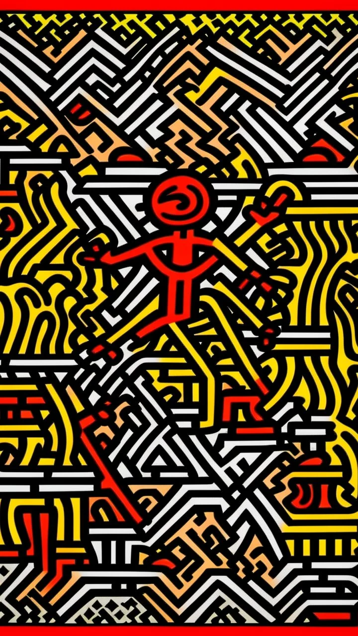 Mountains with ancient Egyptian hieroglyphics painted by Keith Haring