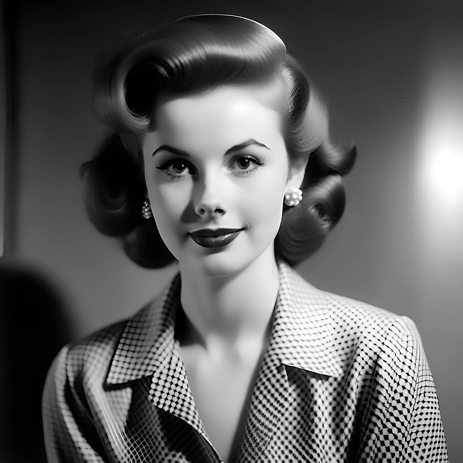 vintage 1950s, black and white, grey background