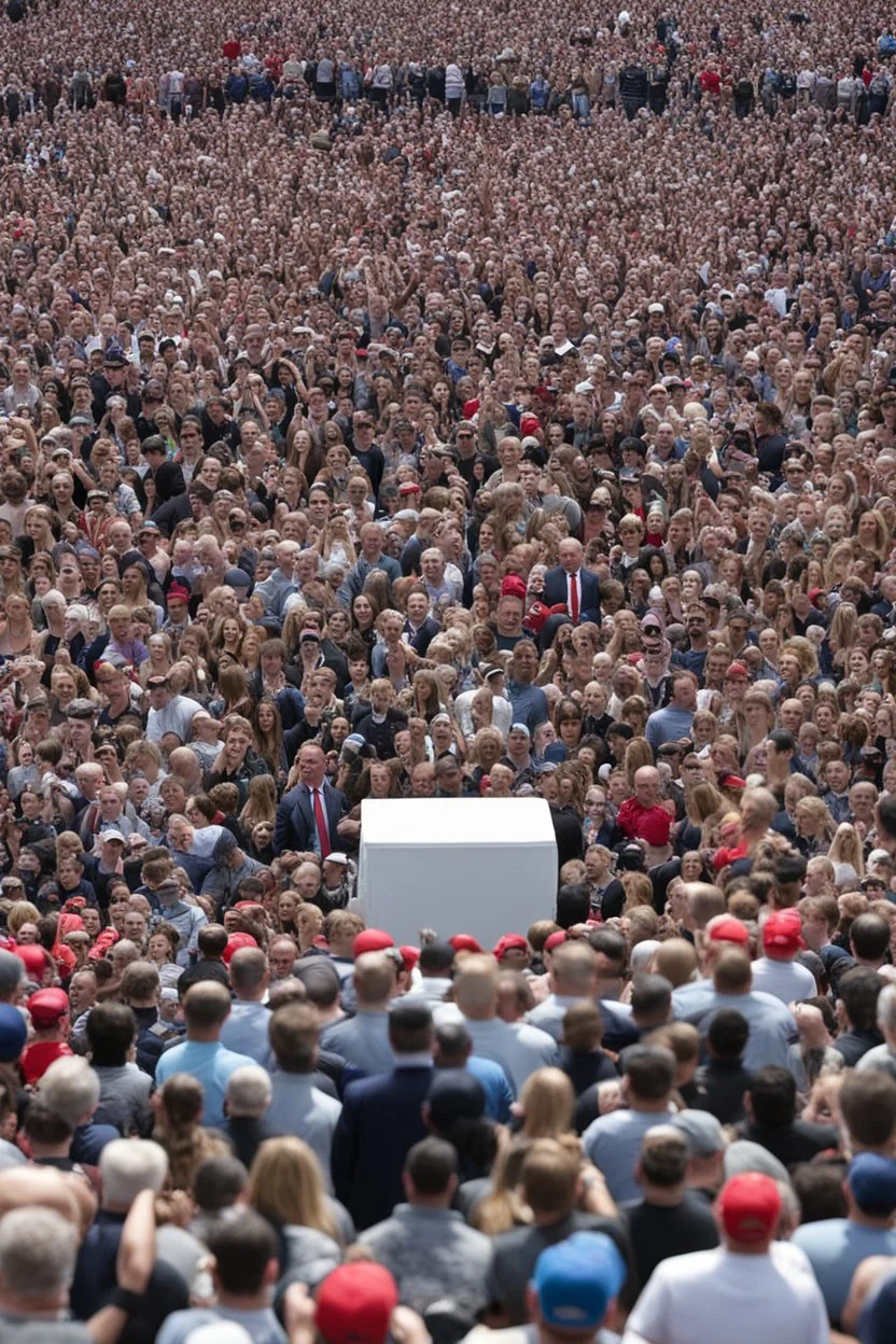 hundreds of people kneeling in front of donald trump