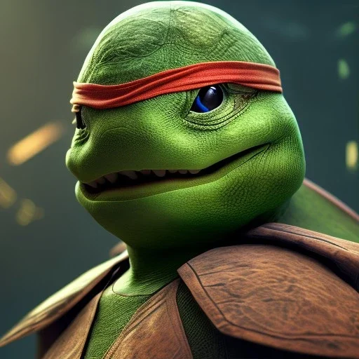 Mystery ninja turtle,Ambiance dramatique, hyperrealisme, 8k, high quality, lot of details, fit within portrait