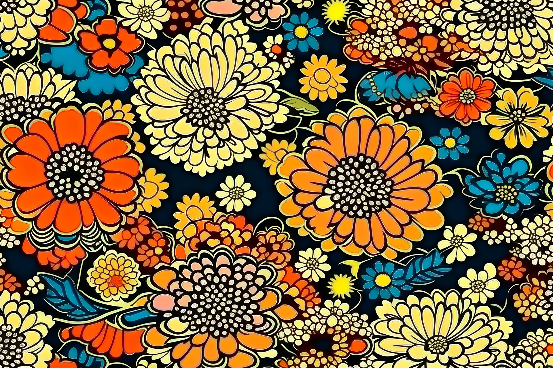 JAPANESE POPART FLOWERS theme PATTERN