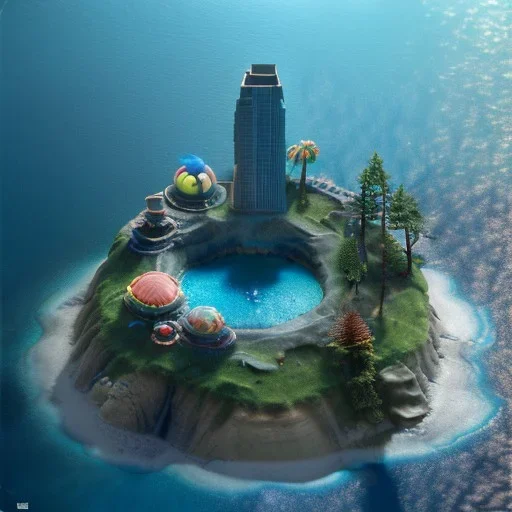 The Isometric Glass Tall Box Mini Model Little Real Island Mixed Water Fall rainbow Under Ocean Sunshine Summer Background Blue Sea, The Last Of Us / Avatar, Octane Render / ZBrush, Cinematic, IMAX Film, Nikon D750, 16K, Autostereoscopy, Anthropomorphic, Golden Ratio, Geometry, Symmetric, Depth Of Field, Highly Detailed, Ultra Realistic, Beautiful Lighting, Halfrear Lighting, Soft Light, Candoluminescence, Cast Shadow, Reflective, Glow, Translucent, Normal Map, Carbonated --testp