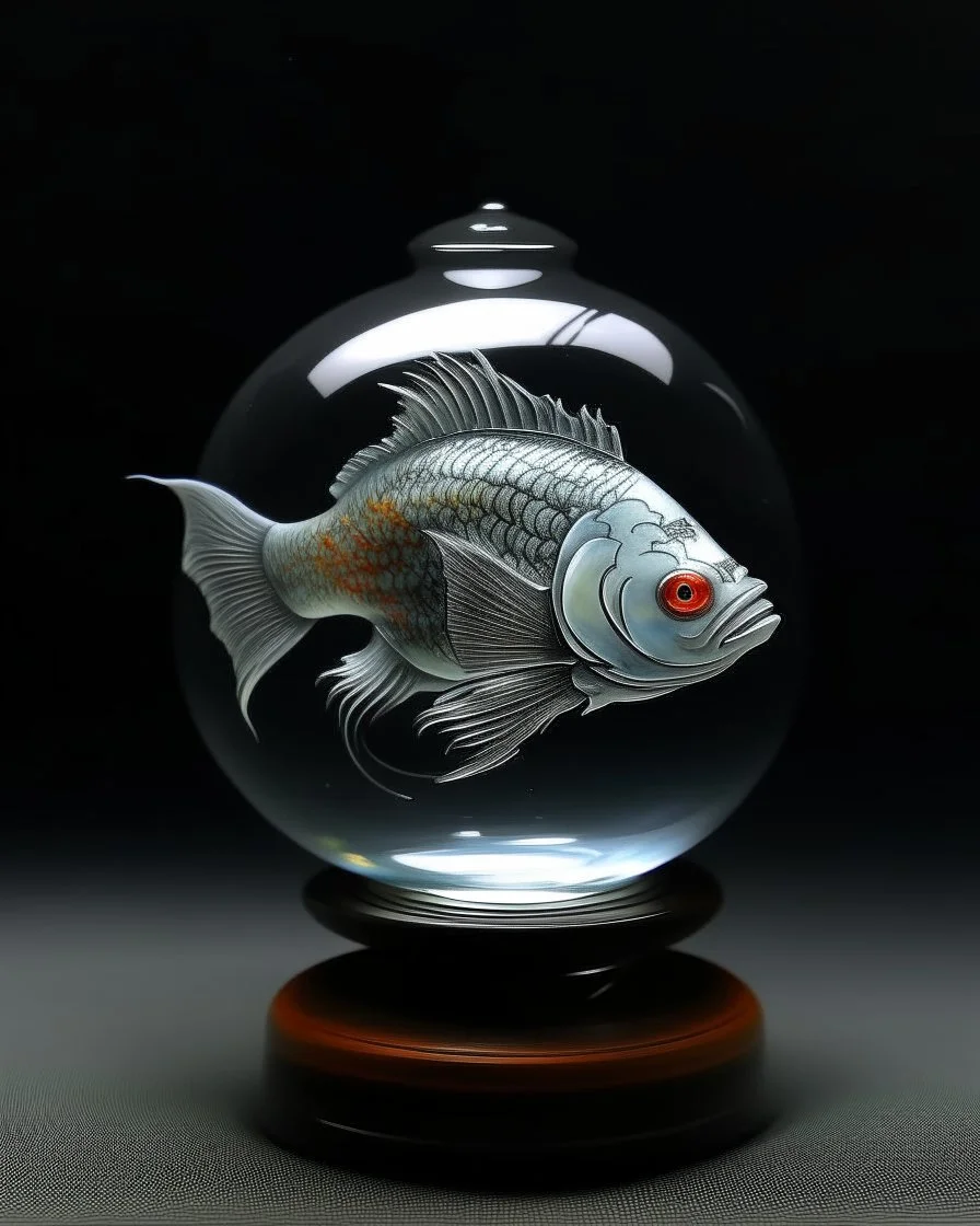 A cool gray deep abyss with angler fish painted by Guo Xi