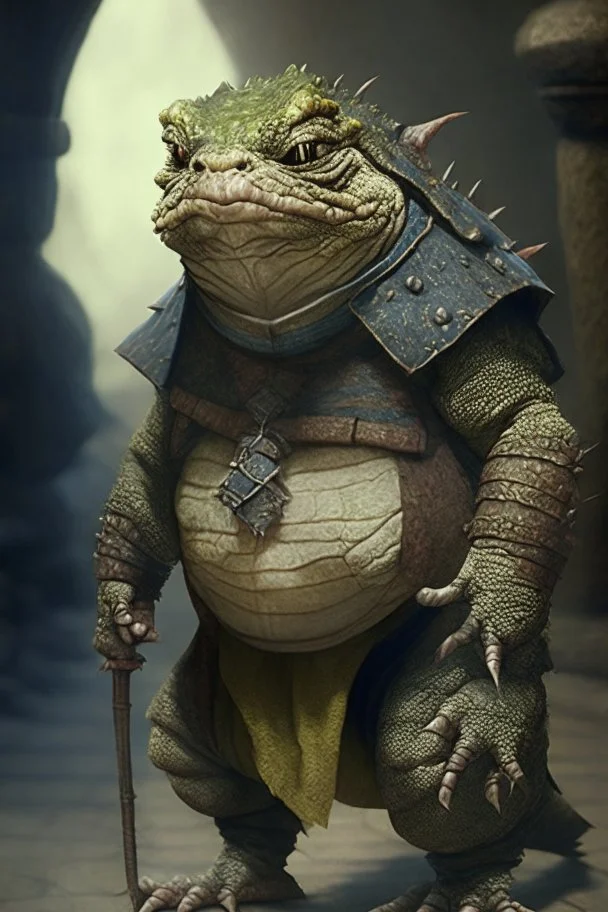 A molelike lizardfolk with the stature of a dwarf