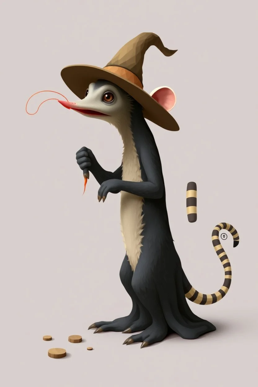 hi poly Mud witch shrimp Monkey Opossum T-pose just the character and simple background