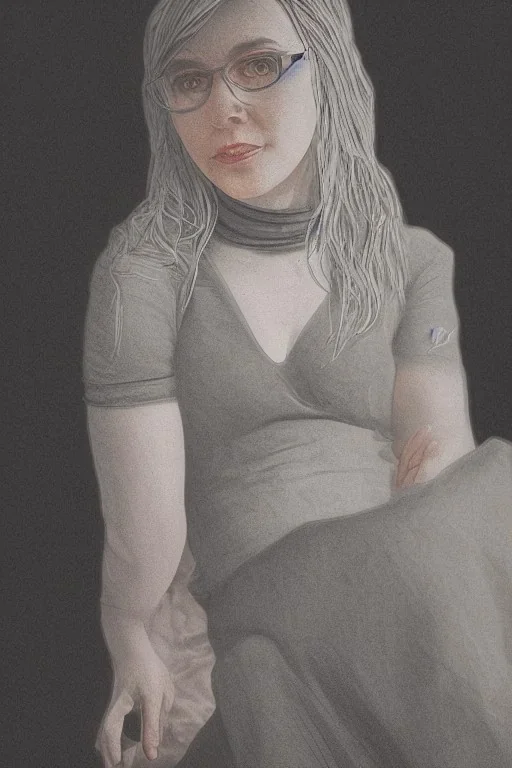 Portrait lady, full body shot, full-color medium shot GrayAcademia