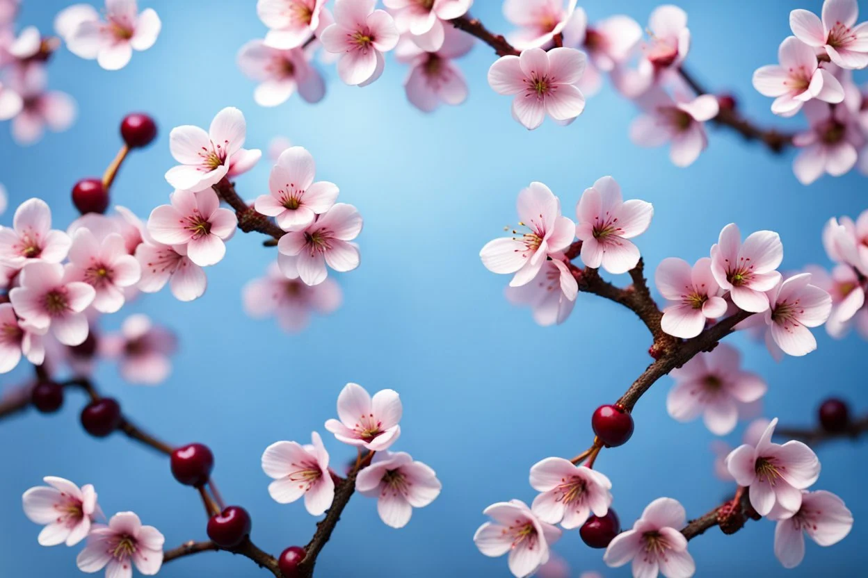 fantastic light pin blue background with three rows of four evenly spaced cherry blossoms