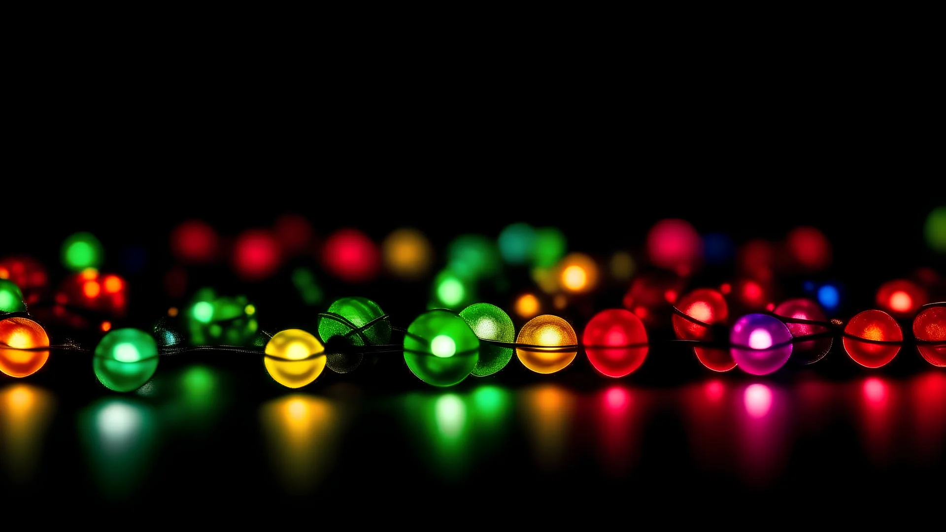 Defocused multi colored lights on a black background.