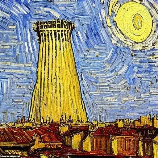 beyaz kule 1900 yılları arkada erdoğan van gogh tarzında