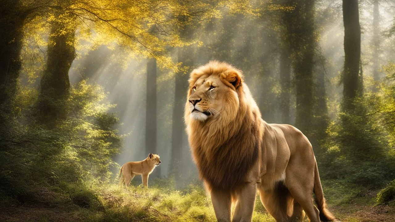 In Narnia's realm, where magic thrives, Young Lucy steps, her heart alive. Amidst the woods, she meets the gaze, Of Aslan, mighty lion, in golden blaze. His eyes, a depth of wisdom deep, In his presence, fears evaporate. A gentle roar, a tender grace, Lucy feels, in this sacred space.