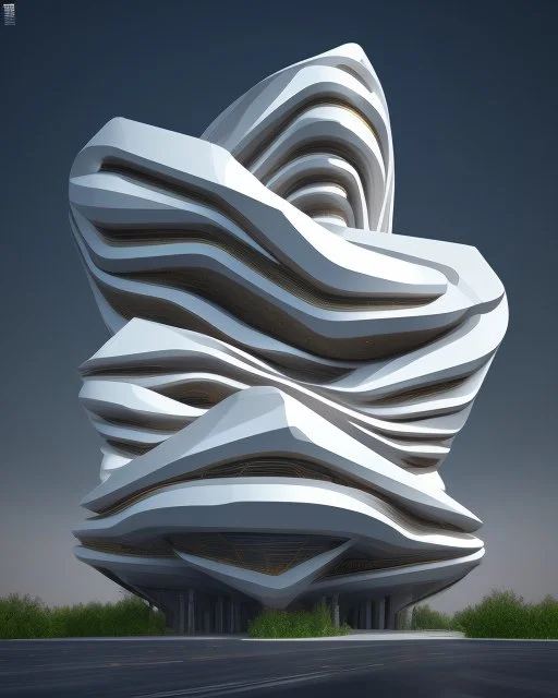 Casa geométrica en proporción aurea, estilo Zaha Hadid, calidad ultra, hiper realista, hiperdetallada, 3D 8K