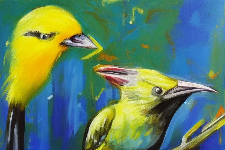 Painting, donald trump is a canary