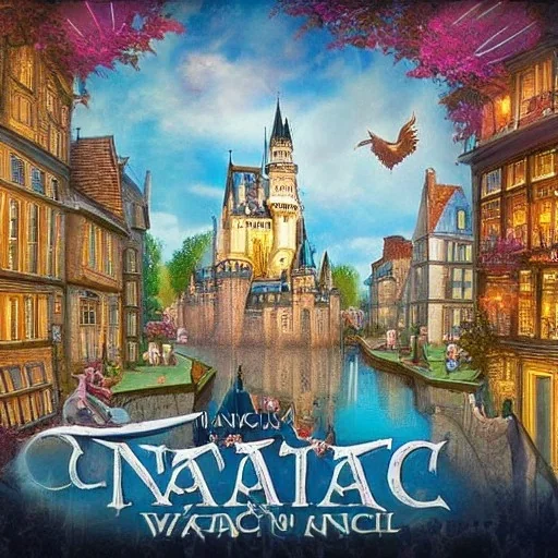 A magical canal city of wizards, witches and warlocks with a castle Nick Harris style