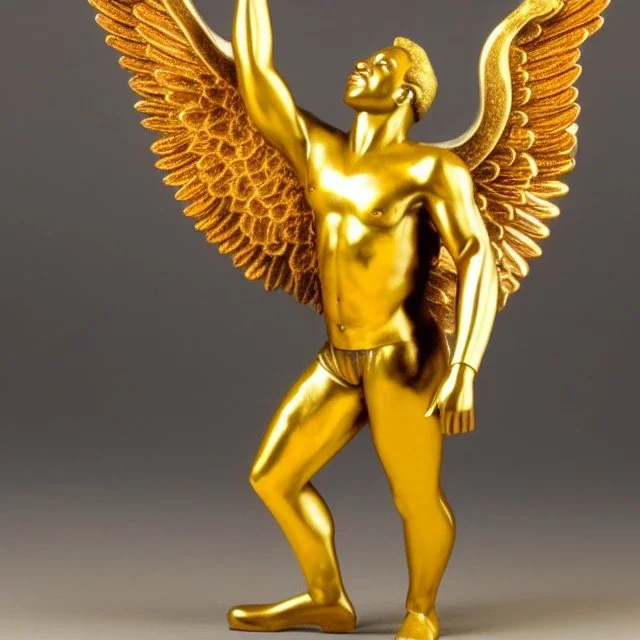 african-American man golden angel in art deco style