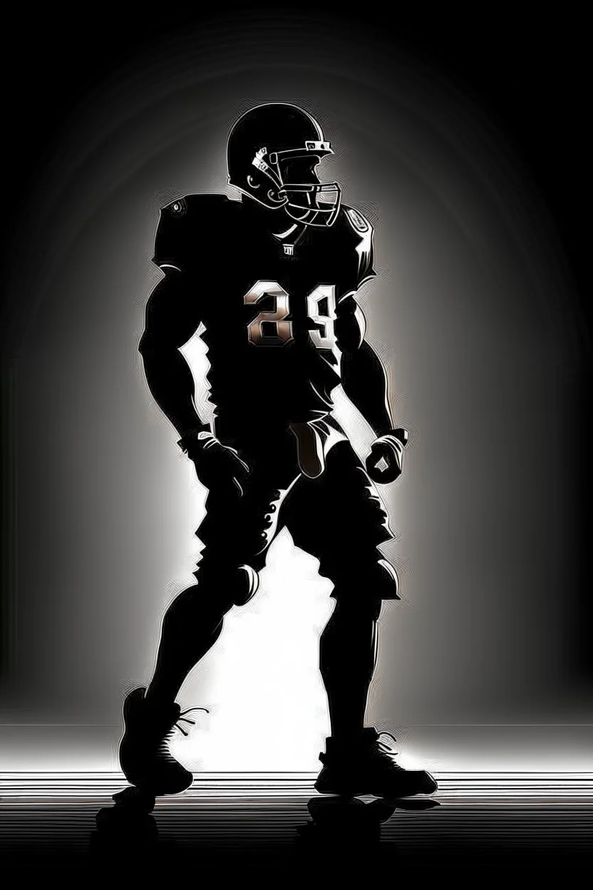 Silhouette of a football linebacker, photorealistic