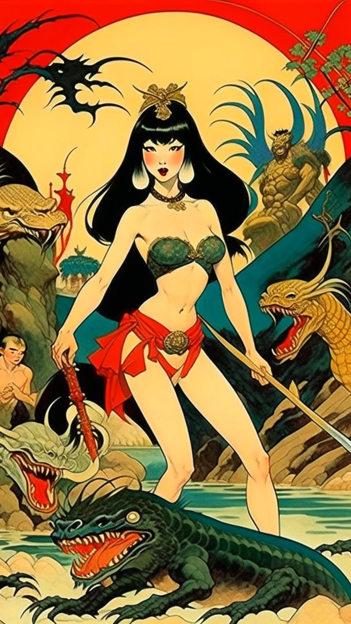 Betty Page art from japanese style 1900 movie. psicodelia.