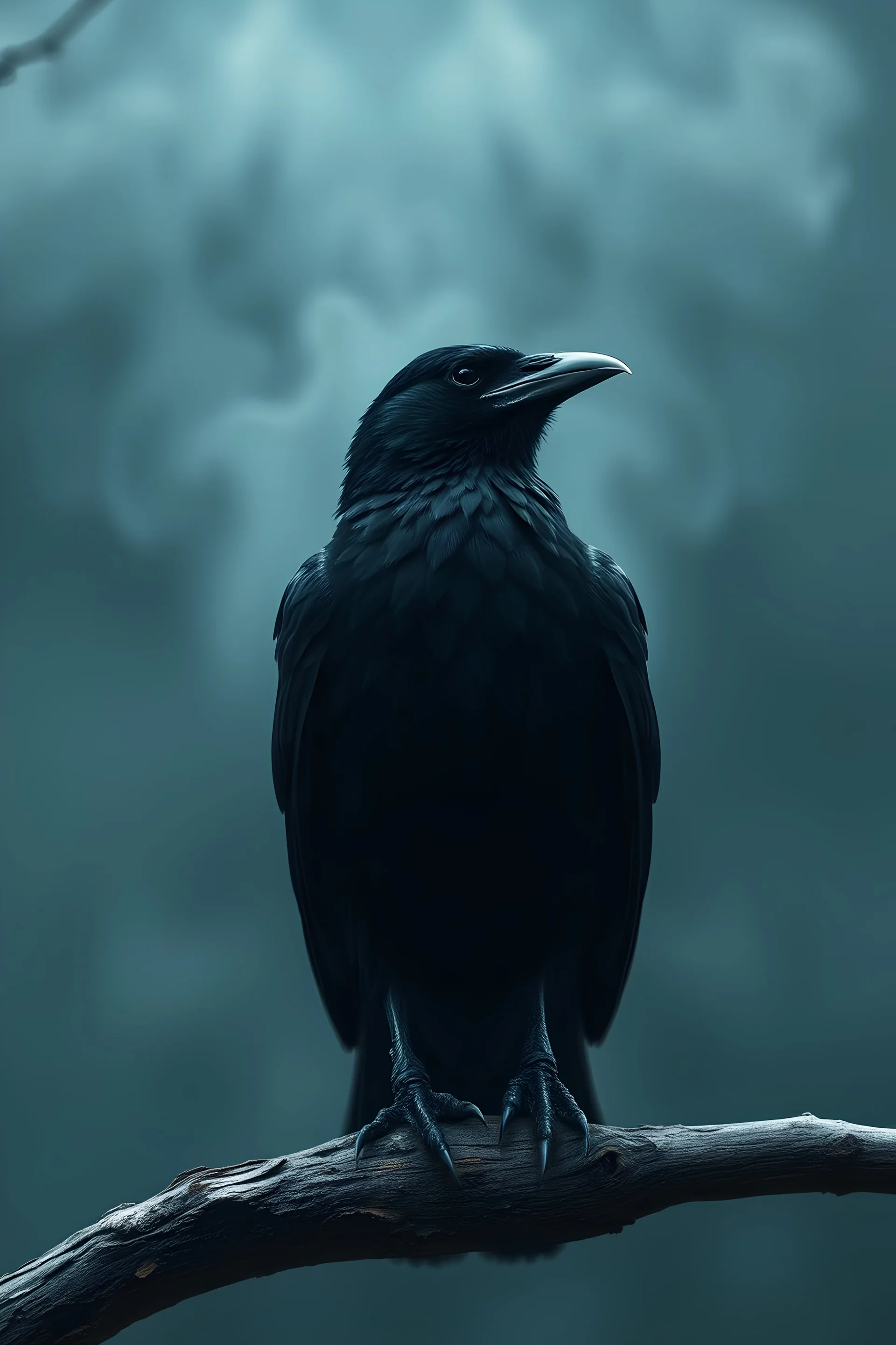 Crow made of dark smoke