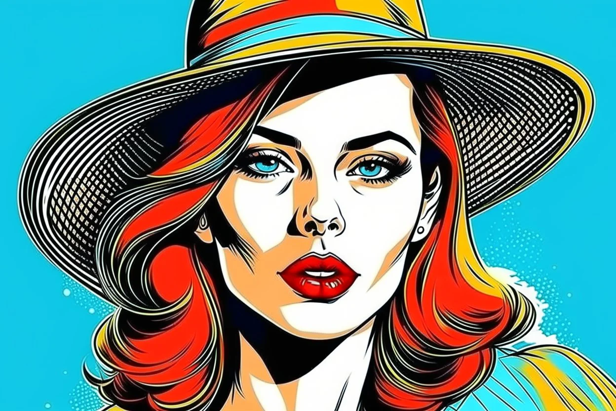 beautiful woman in hat in pop art style vector