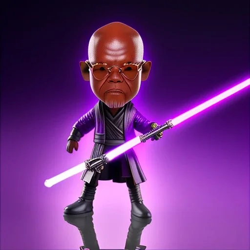 mace windu Samuel jackson purpleGlow jedi bobblehead with boots, no glasses