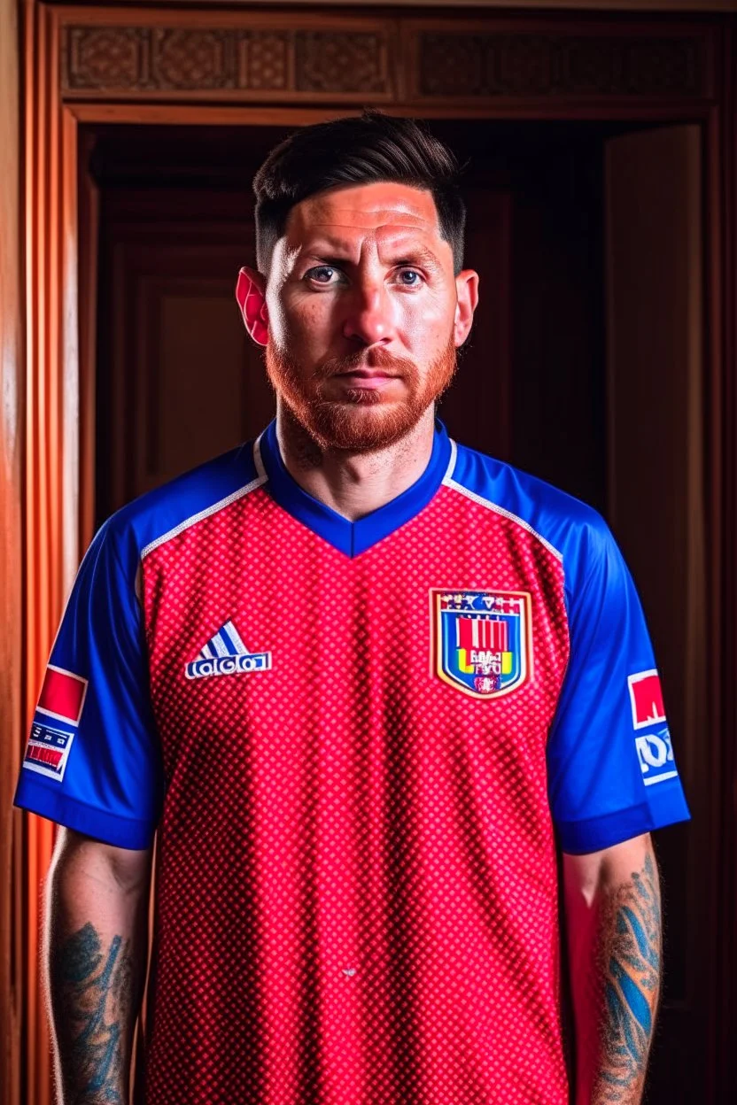 Messi wearing the Moroccan shirt .