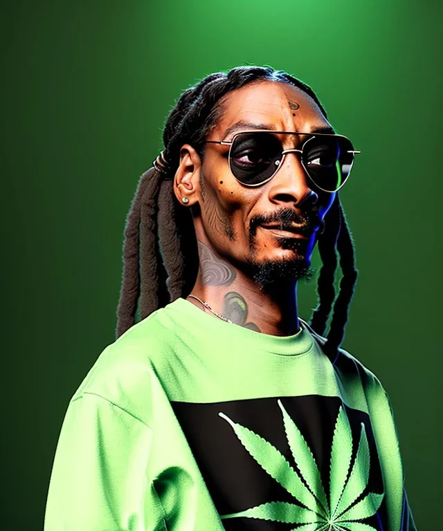 Snoop Dogg, smoke pot, weed background, hyper realistic