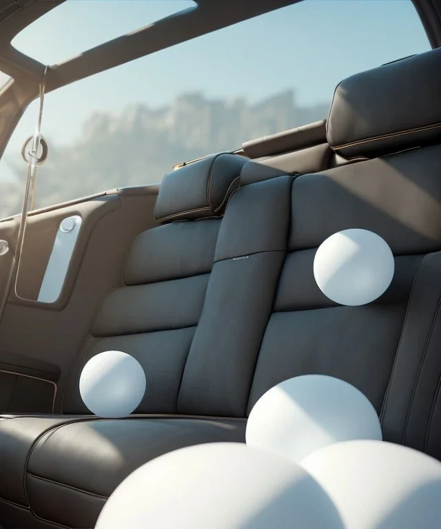 Ultra realistic back seat of limousine image, wide angle view, Alice and white rabbit, many color balls, circus clothing, long hair, smoke, feather long coat, soft color, highly detailed, unreal engine 5, ray tracing, RTX, lumen lighting, ultra detail, volumetric lighting, 3d, finely drawn, high definition, high resolution.