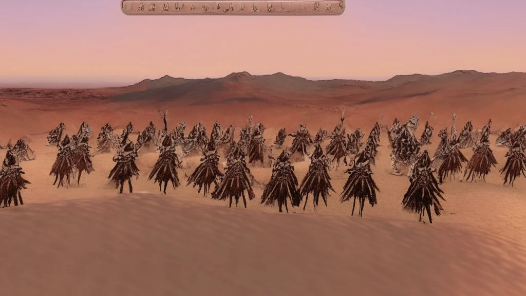 desert, comic style warriors from behind