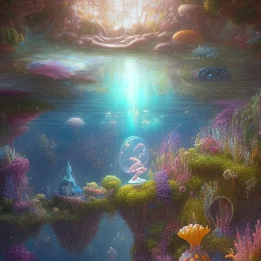 pixar style, volumetric sunken temple environment and background, realistic painting of a mermaid, looking excited, detailed digital painting, extreme dense and fine fur, anime, ornate, colour-washed colors, elegant, small minutiae, tiny features, particulars, centered, smooth, sharp focus, renderman gofur render, 8k, uhd, detailed eyes, realistic shaded volumetric lighting, sunlight caustics, backlight, centered camera view