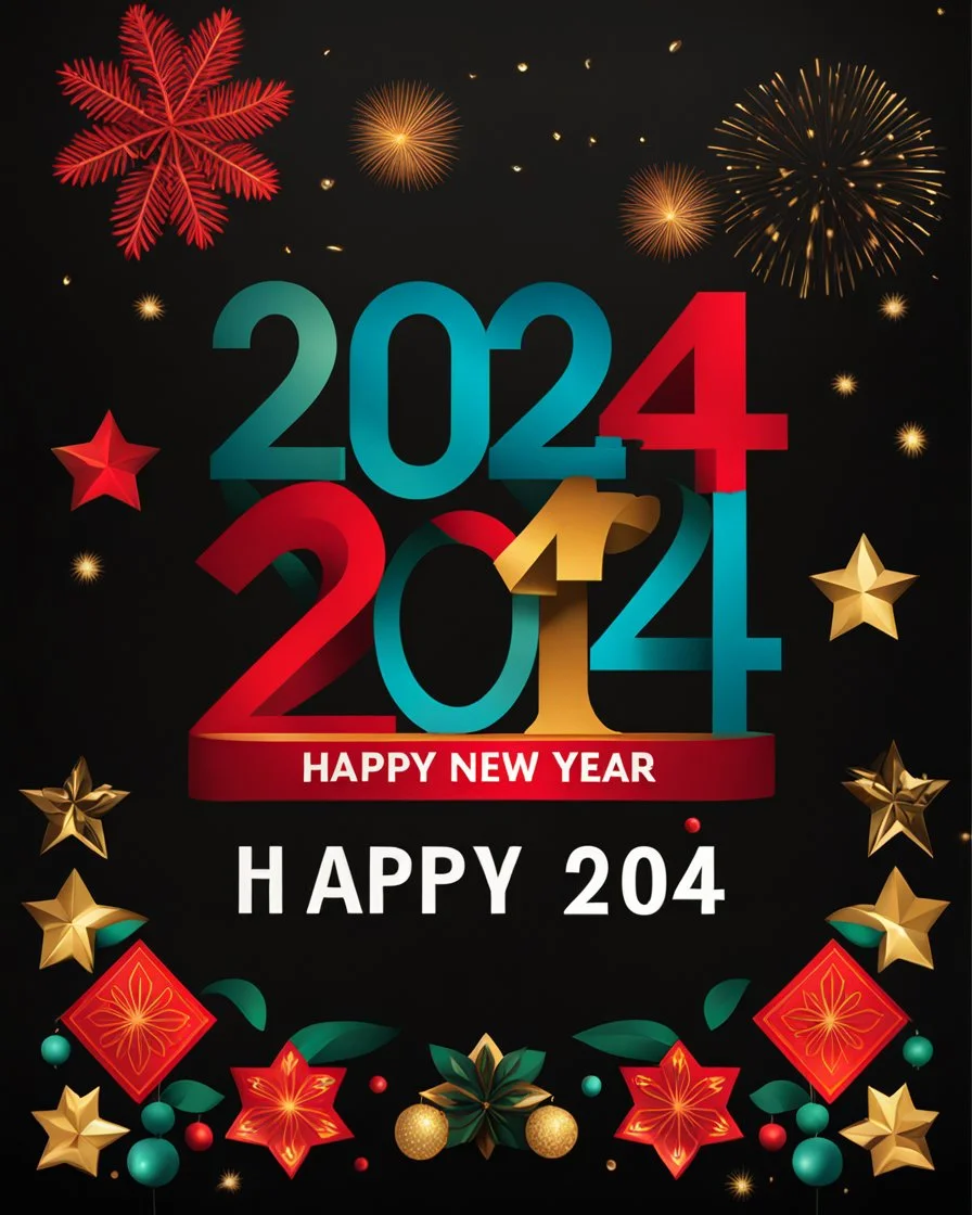 póster con el texto en idioma español "Feliz Año Nuevo 2024"