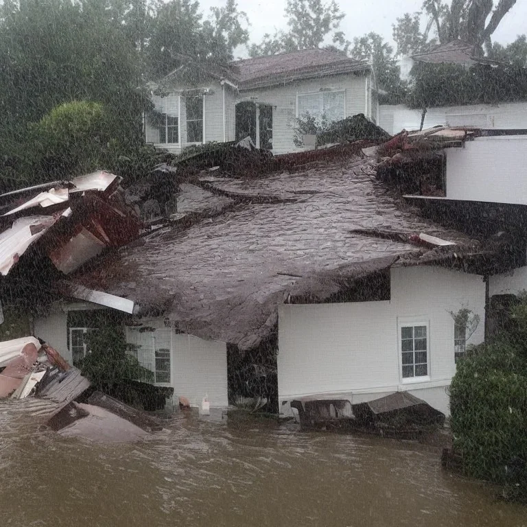 It's raining cats and dogs on my house then my house falls